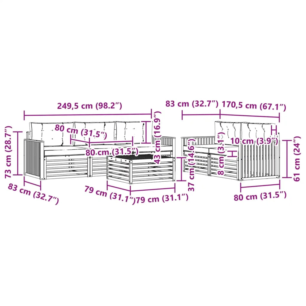 Set di divani da esterno 6 pz Bianco e Antracite 3390042