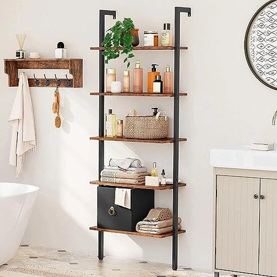 Scatola libreria a 5 ripiani con 2 ante - Mobile da appendiabiti - 60x30x168 cm - Design industriale - Scatole in legno con telaio in metallo - Ideale per soggiorno, camera da letto o cucina