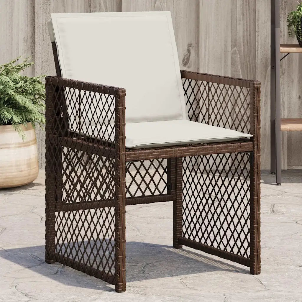 Sedie da Giardino con Cuscini 4 pz | Sedie da Esterno Marroni in Polyrattan