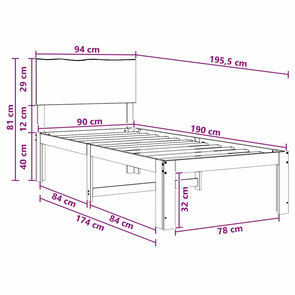 Letto Singolo con Testiera ROSTOCK Naturale 90 x 190 cm 903441