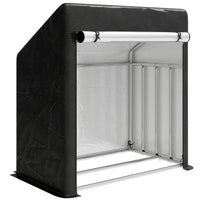 Portalegna da Esterno 100x60x110 cm in Acciaio Rinforzato con Copertura Impermeabile Nero