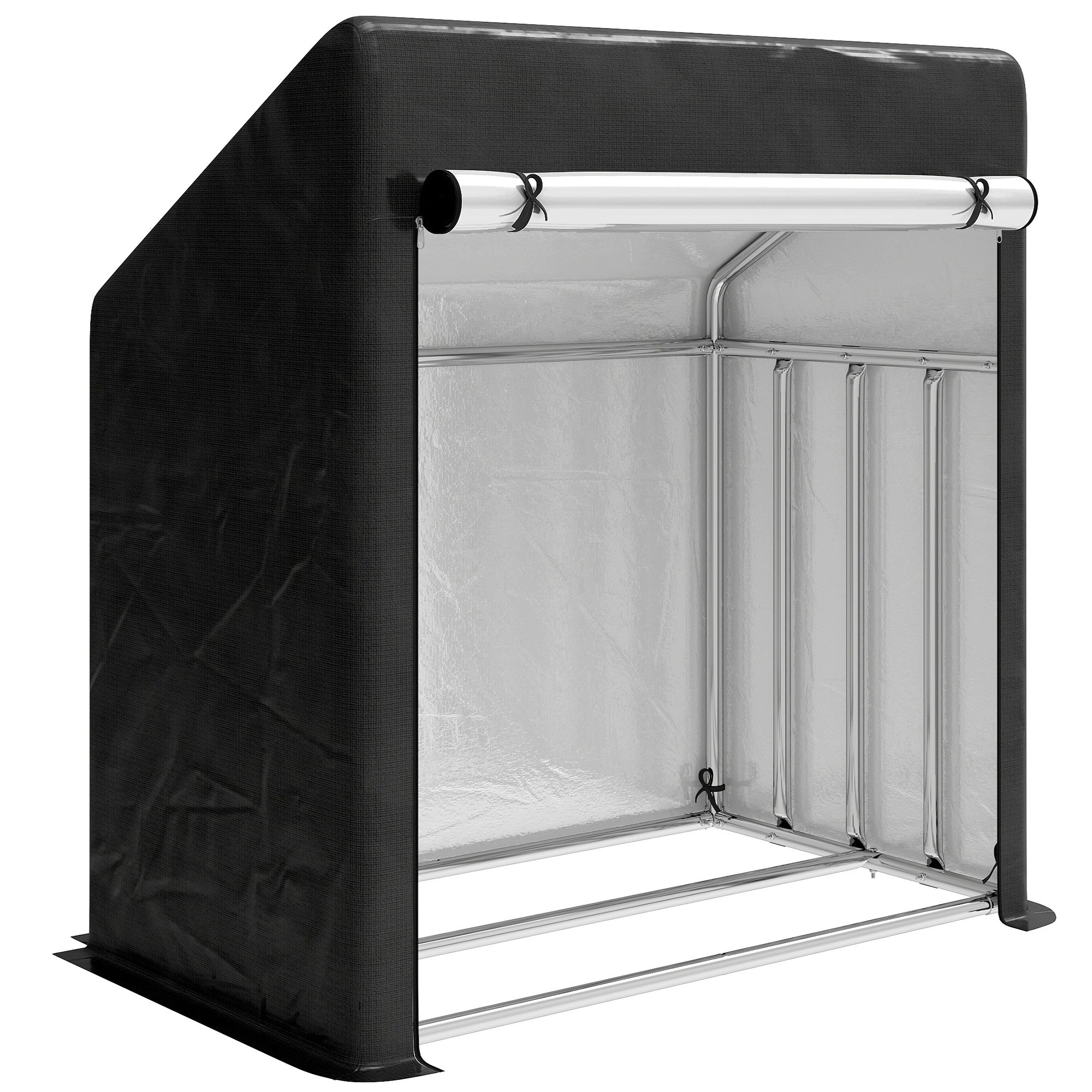 Portalegna da Esterno 100x60x110 cm in Acciaio Rinforzato con Copertura Impermeabile Nero