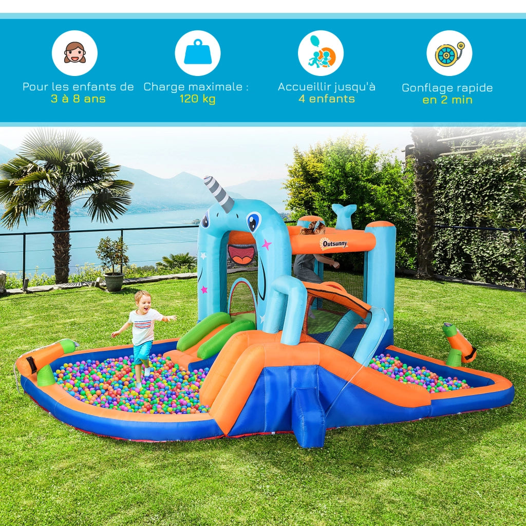 Castello gonflabile con toboga e piscina ¨C zephmum ¨C 420x370x230 cm multicolore