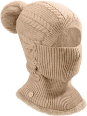 Cappello caldo con guanto di calore e maschera facciale per donne - Kaki M.
