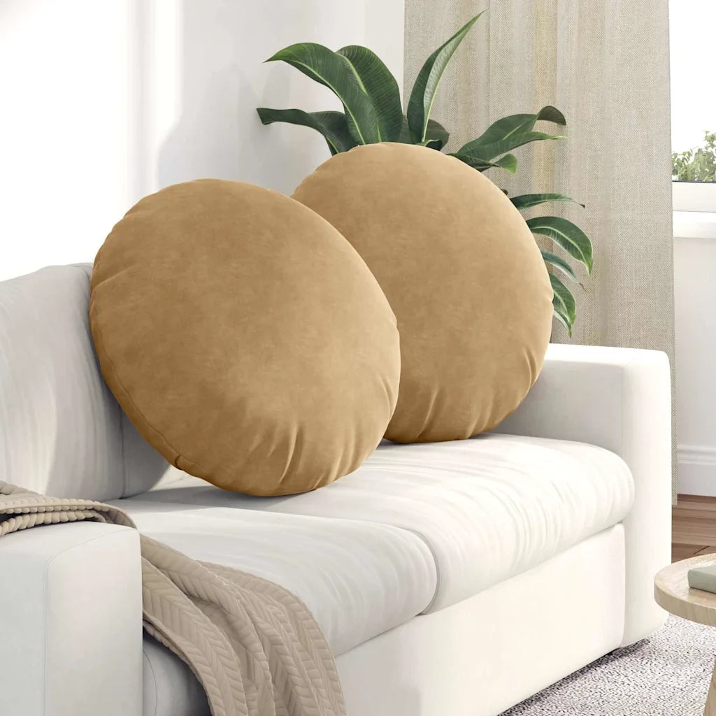 Cuscini per Seduta 2 pcs Marrone Ø60 x 21 cm Velluto