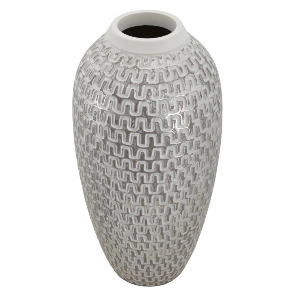 Vaso Decorativo VKH675, Bianco, Poliresina, 21x21x43 cm
