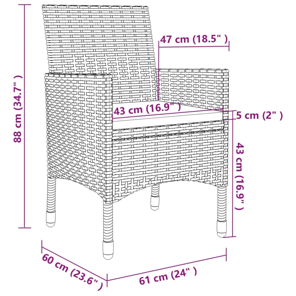 Set da pranzo da giardino 5 pezzi con cuscini resina intrecciata e vetro 02_0014848