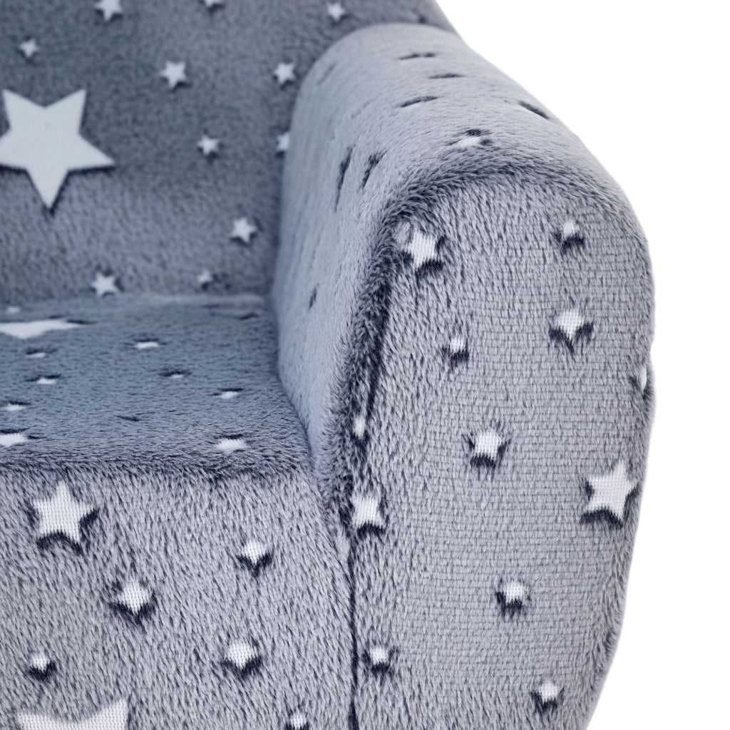 Poltrona per bambini con stelle fosforescenti ¨C Zephmum ¨C Tessuto velluto grigio