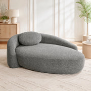Divano in tessuto teddy con schienale arrotondato e cuscino in schiuma elastica per soggiorno e studio, grigio scuro