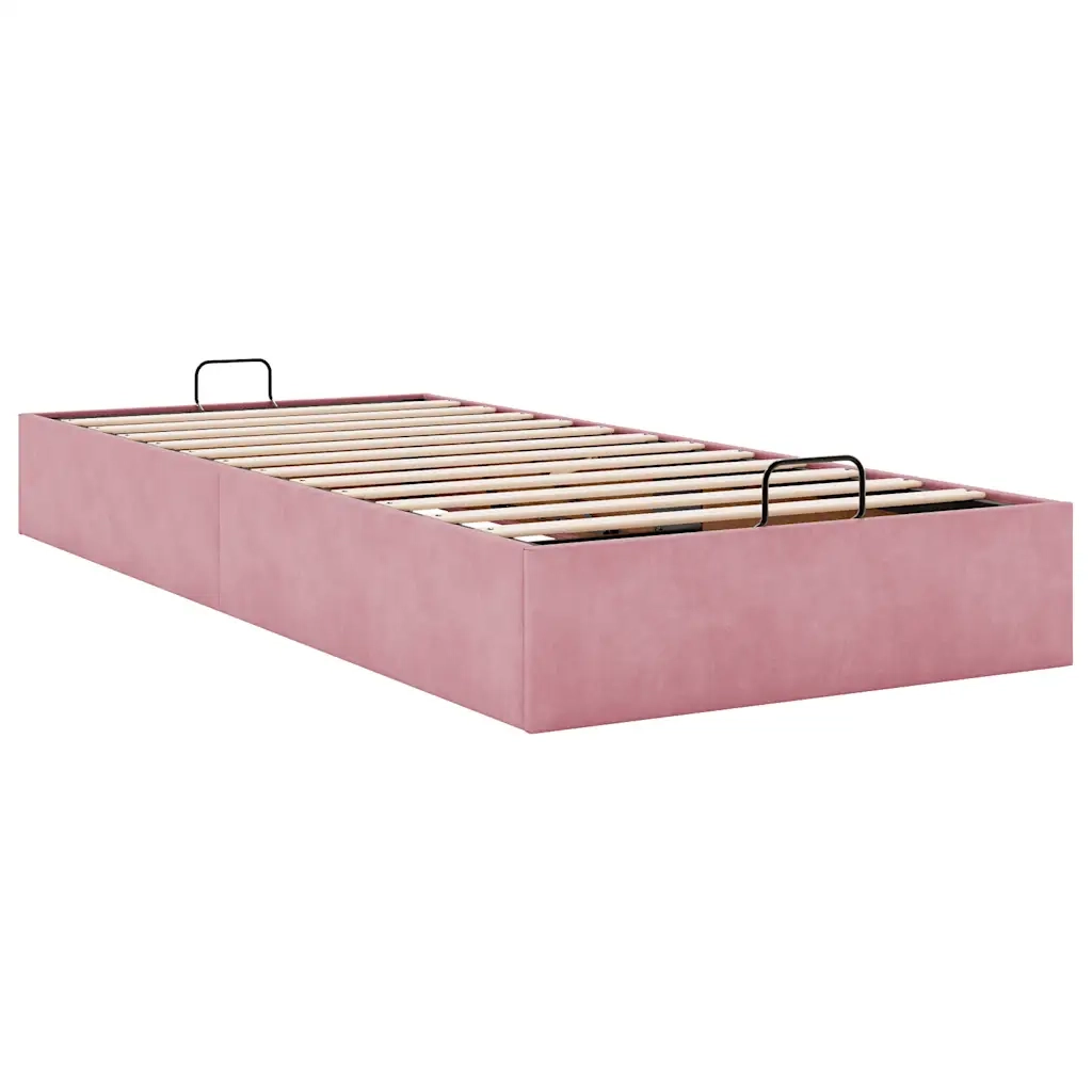 Struttura Letto Pouf Senza Materasso Rosa 90x190 cm Velluto