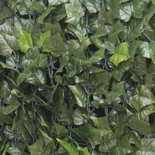 Siepe Sintetica Ornamentale per Terrazze e Giardino a Foglie di Edera H.1,5x3 mt Verde scuro