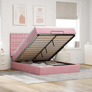Struttura Letto Pouf con Materassi Rosa 140x190 cm in Velluto 3314467