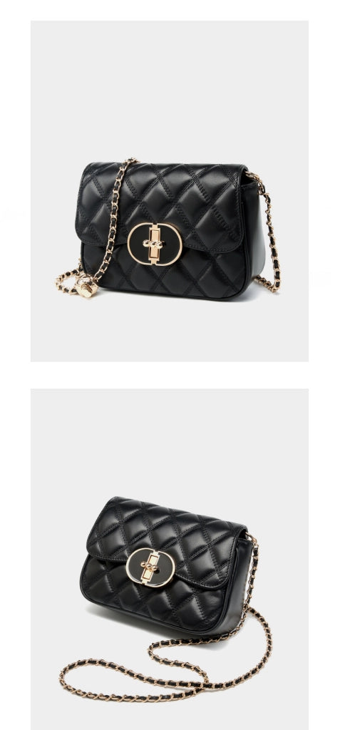 Borsa a tracolla da donna in vera pelle nera
