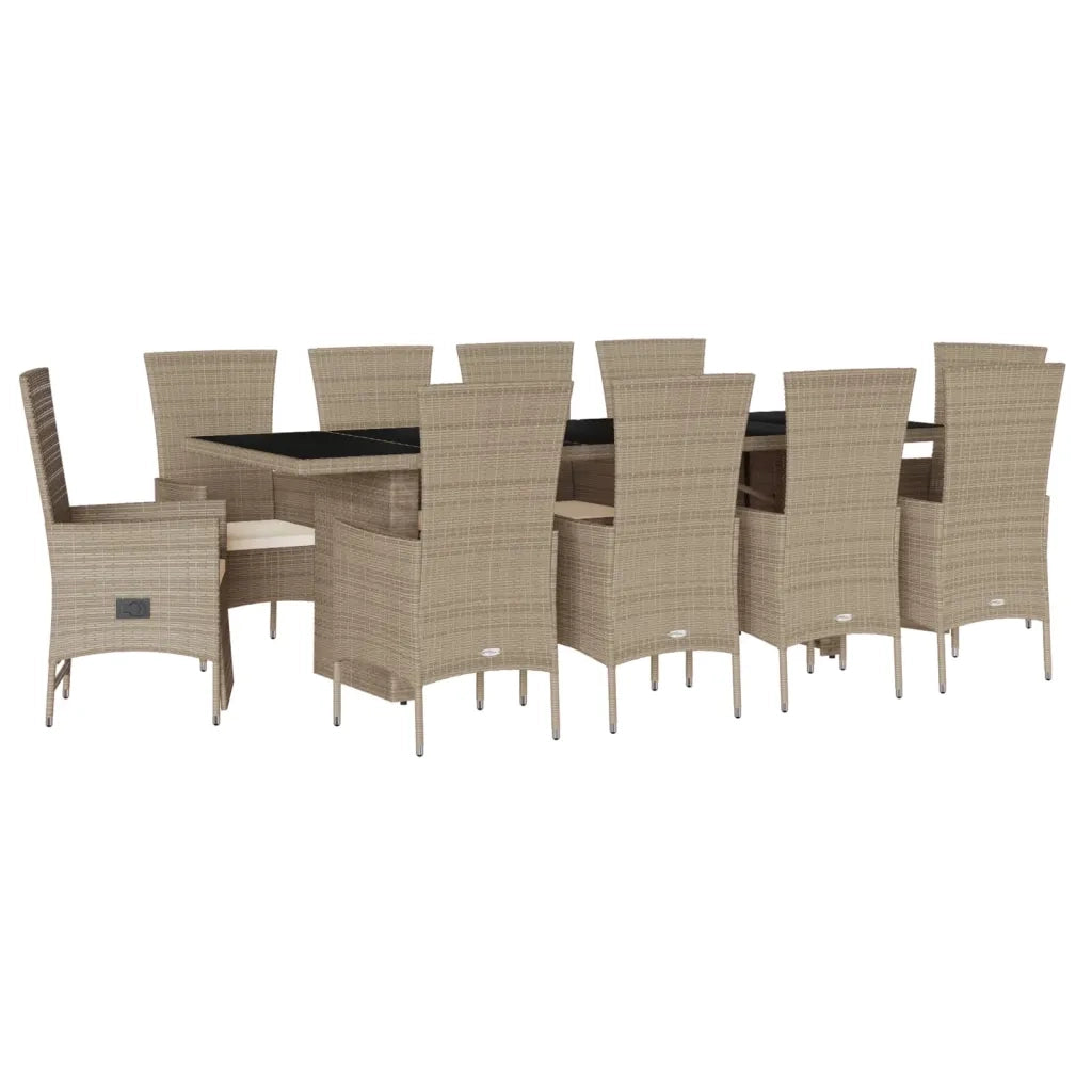 Set da Pranzo da Giardino 11 pz con Cuscini Beige in Polyrattan 3277587