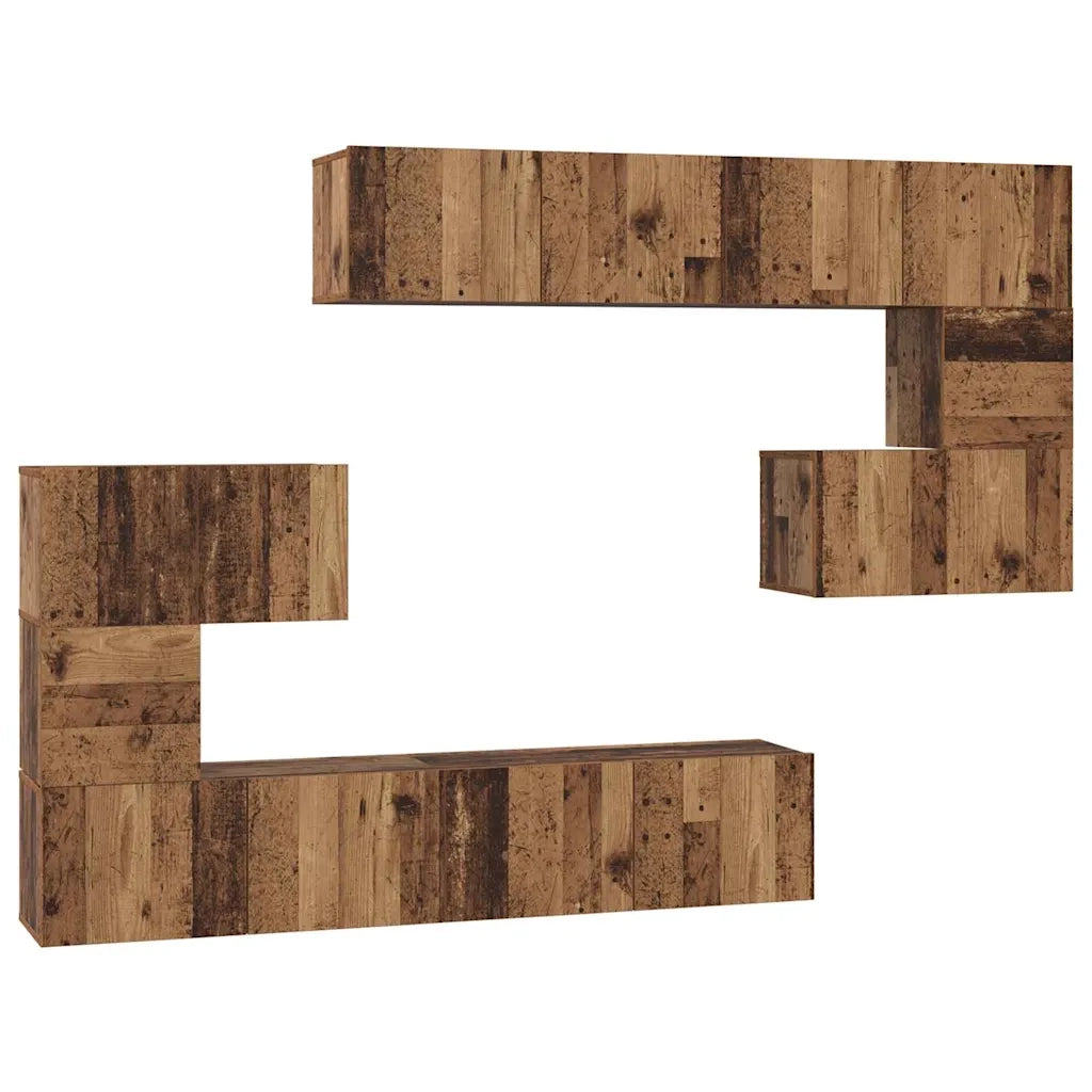 Set mobile TV 8 pcs Legno vecchio Legno multistrato 3393216