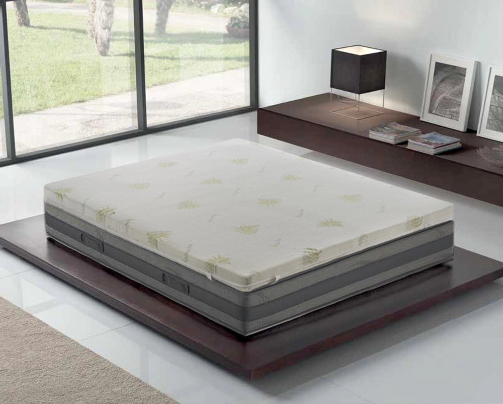 Topper Matrimoniale 200x200 in memory foam 10 cm con rivestimento in aloe vera sfoderabile