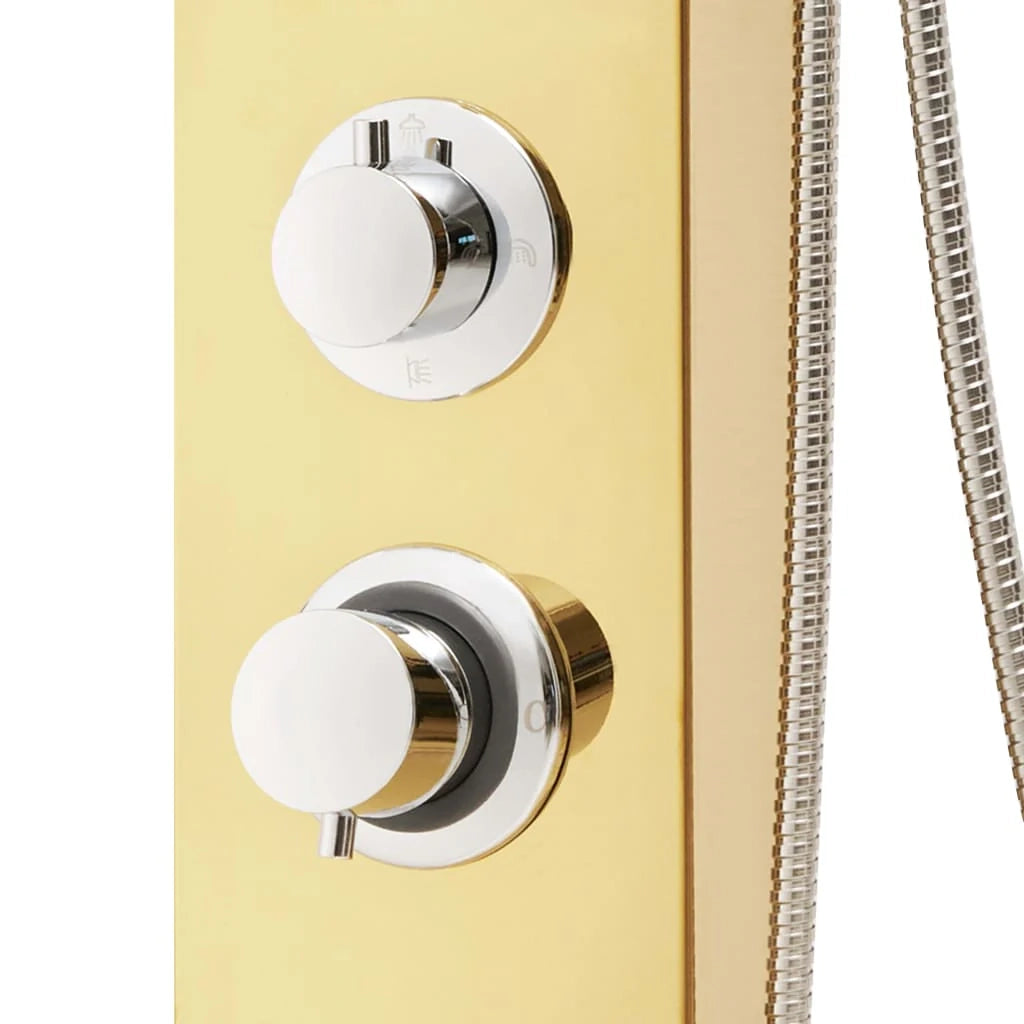 Sistema di pannelli doccia per bagno in acciaio inox 130 cm finitura oro 02_0003110