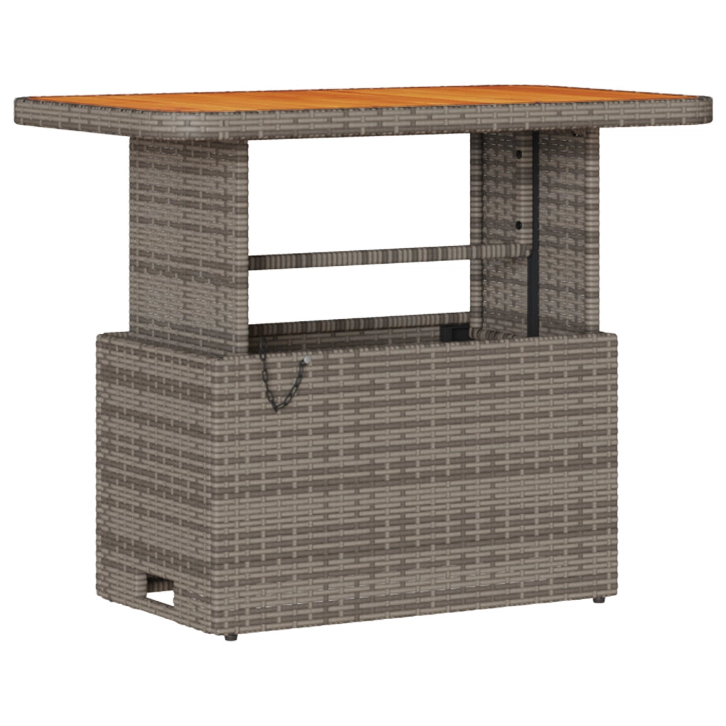 Set da Pranzo da Giardino 3 Pezzi con Cuscini Grigio in Polyrattan e Acacia
