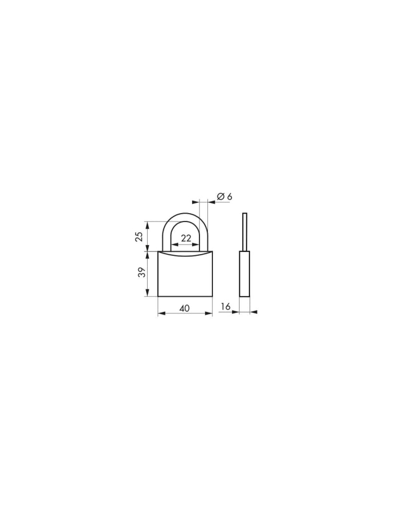 Lucchetto Inox Transit 2 40mm, arco acciaio INOX, 2 chiavi reversibili - THIRARD