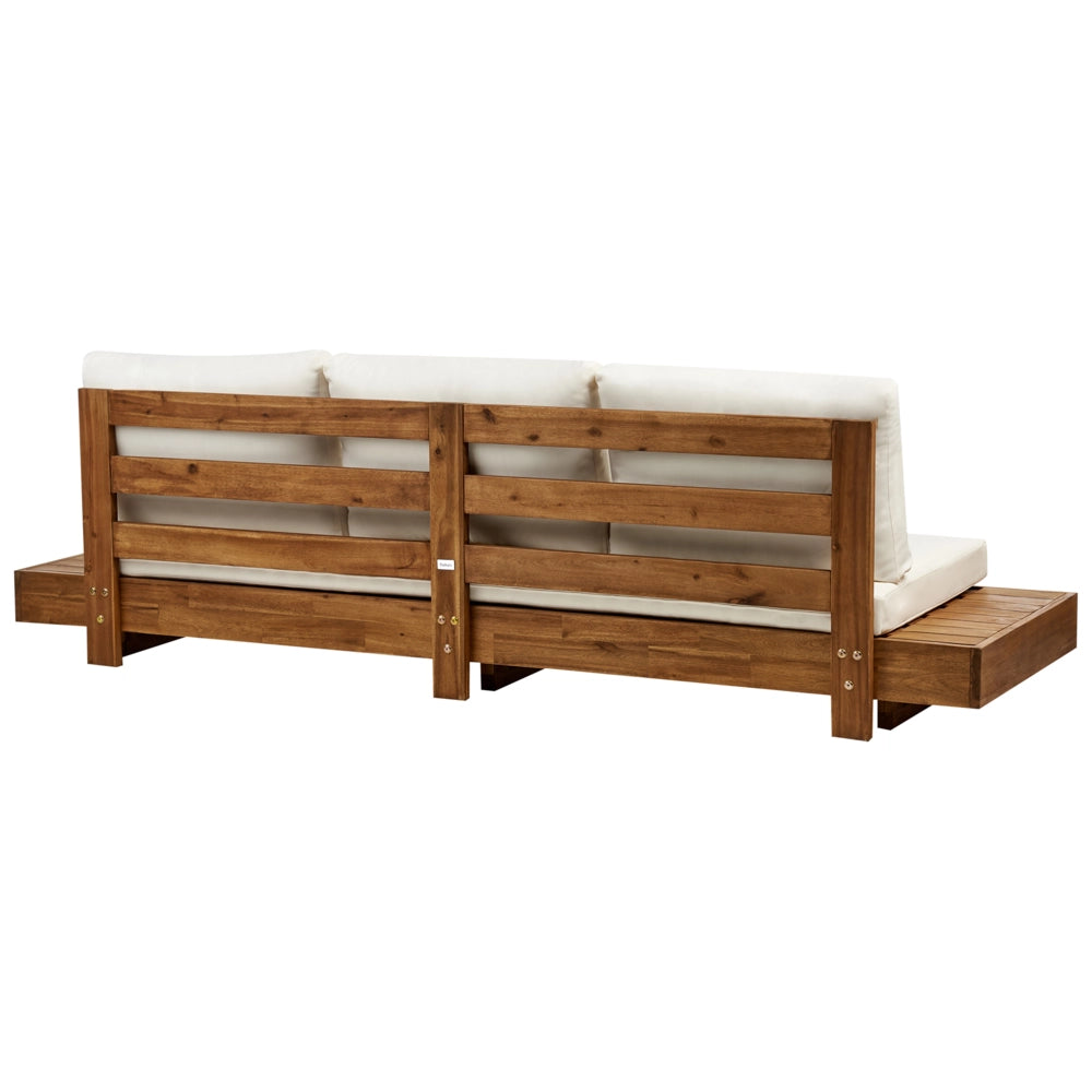 Set di divani da giardino Legno chiaro certificato Acacia Outdoor 5 posti 2 divani con tavolino Cuscini Design moderno
