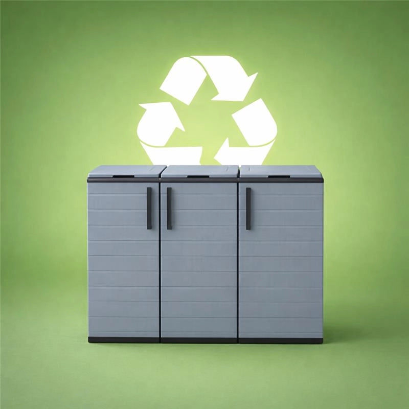 ARMADIO PATTUMIERA BASSO IN PLASTICA 3 SCOMPARTI DIMENSIONI 102X37XH 84 CM 300 LT