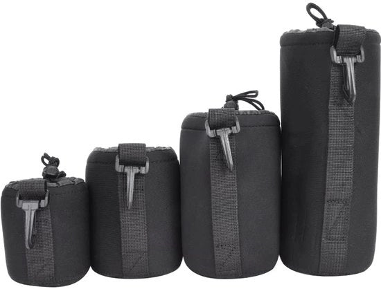 Tas per lenti fotografiche in neoprene - 3 pezzi - imbottitura morbida - chiusura elastica - tas per lenti con cerniera - accessorio per fotografia
