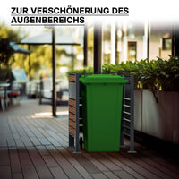 Copri bidone della spazzatura per un cassonetto da 60-240l, copribidoni da esterno in acciaio antracite ed effetto legno, porta bidoni immondizia