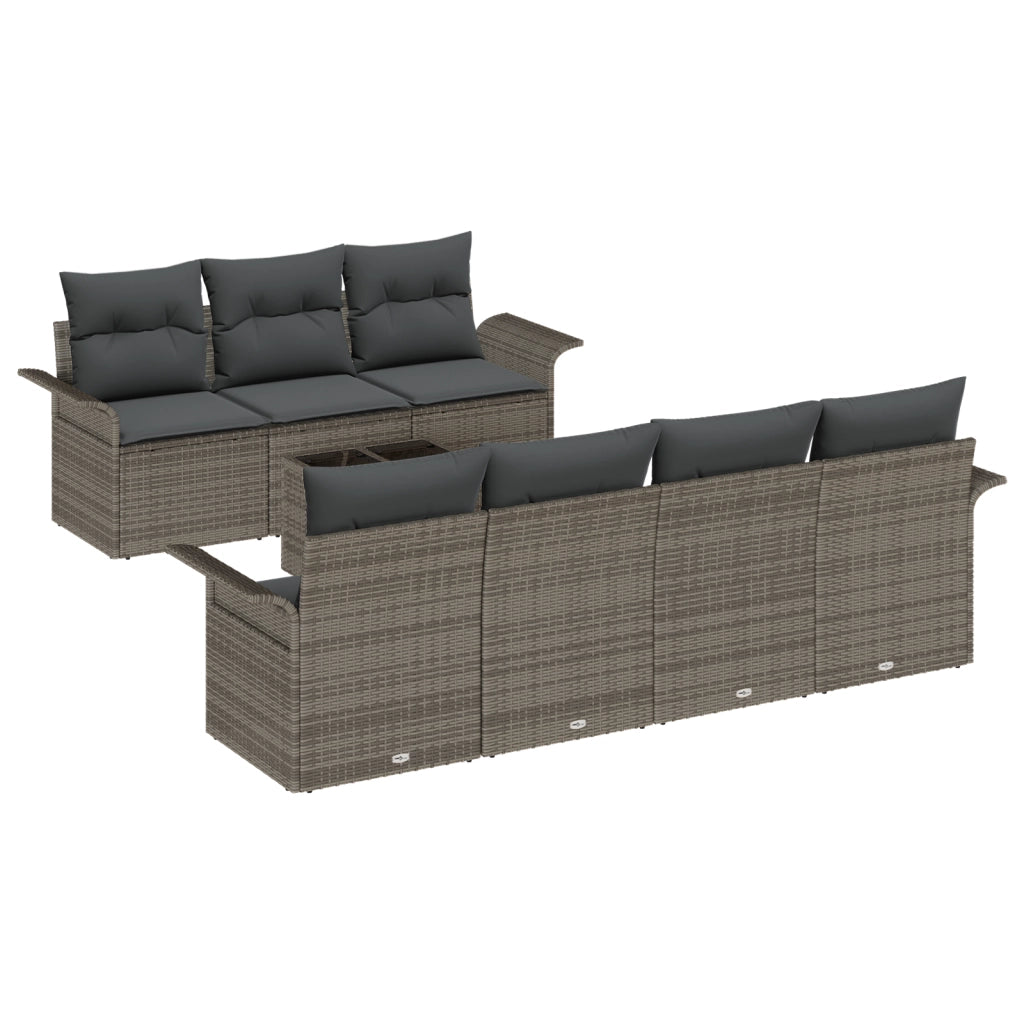 Set Divano da Giardino Set di 4 Grigio Rattan Grande Modulare