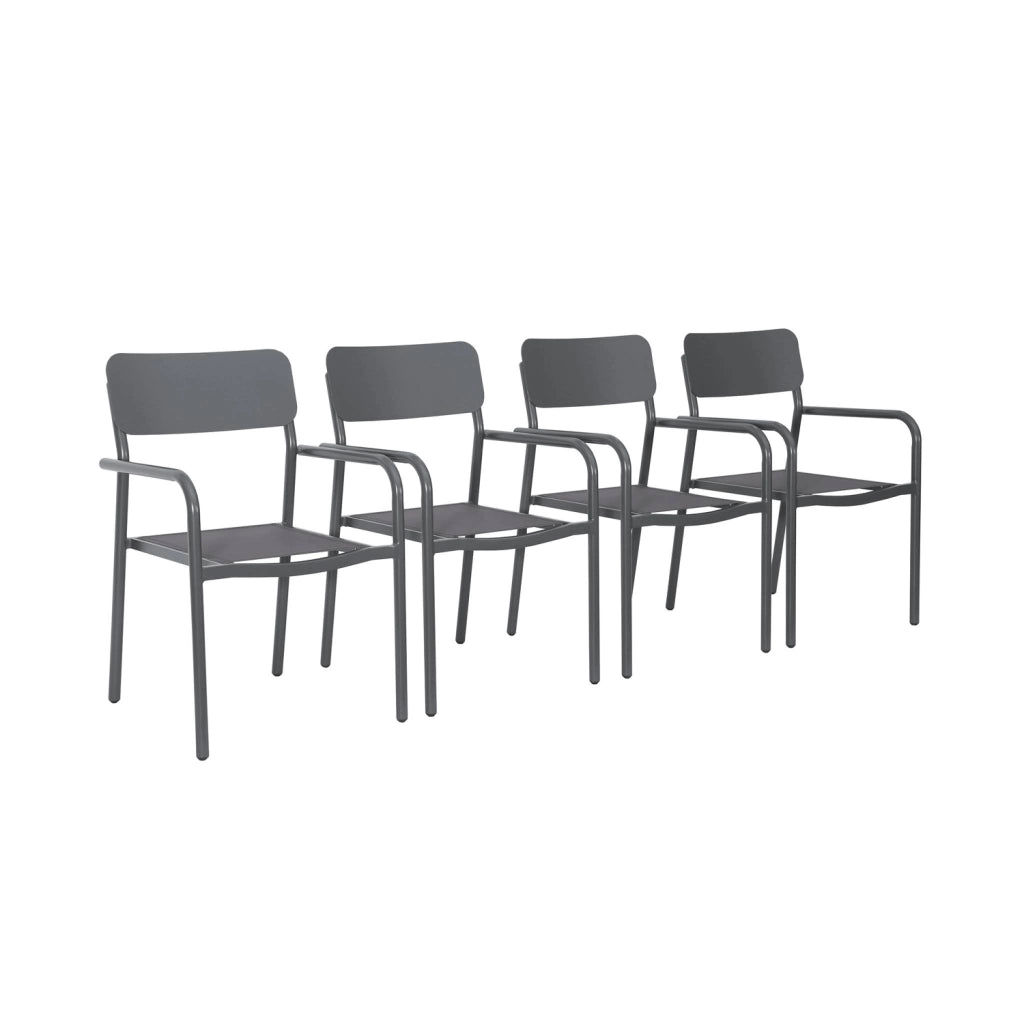 Set 4 sedie da giardino impilabili in alluminio e textilene, antracite