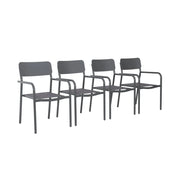 Set 4 sedie da giardino impilabili in alluminio e textilene, antracite