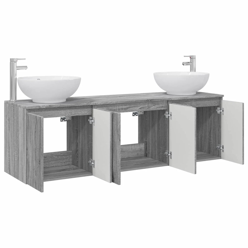Set di Armadi da Bagno 3 pz Sonoma grigio 49,5 x 44,5 x 65 cm 3405693