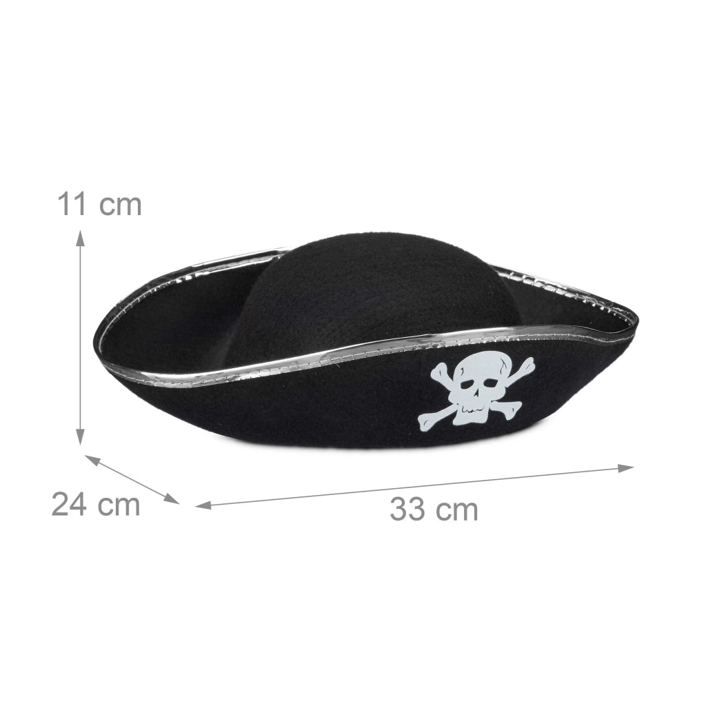 Set di 4 cappelli da pirata a tricorno festivi e leggeri, taglia unica, in poliestere nero 13_0016025