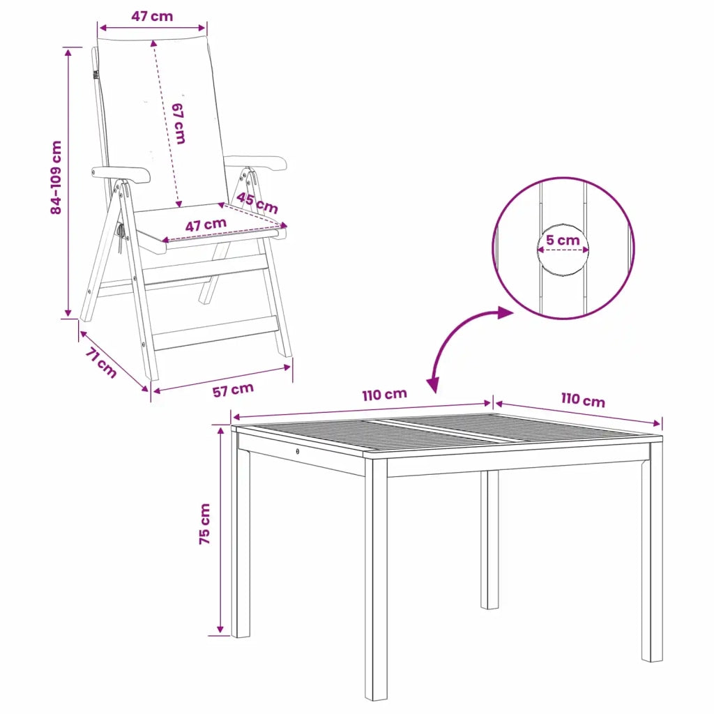 Set da pranzo da giardino 3 pezzi 3 pz Naturale 3434612