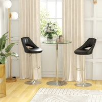 Tavolo Alto da Bar Moderno Rotondo con Base Ø70x102 cm in Acciaio e Piano in Vetro Trasparente