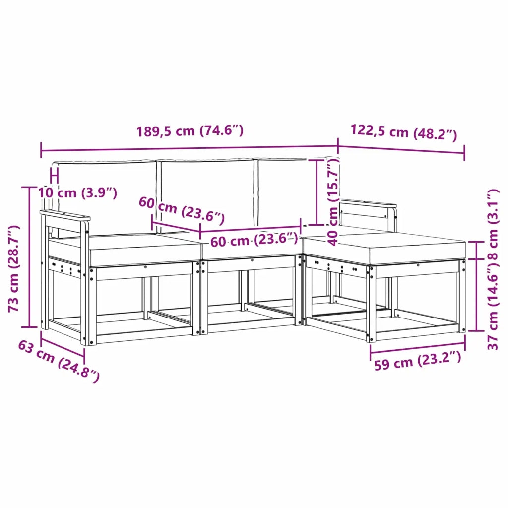Set di divani da esterno 4 pz 3387444