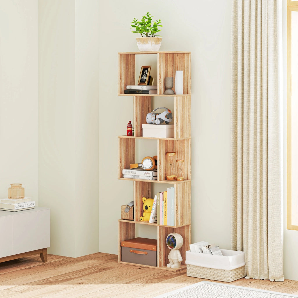 Libreria in Legno 5 Ripiani con Divisorio ¨C zephmum ¨C Legno 60x24x184.5 cm