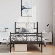 Giroletto con Testiera e Pediera-Struttura Letto Metallo Nero 100x190 cm 313006