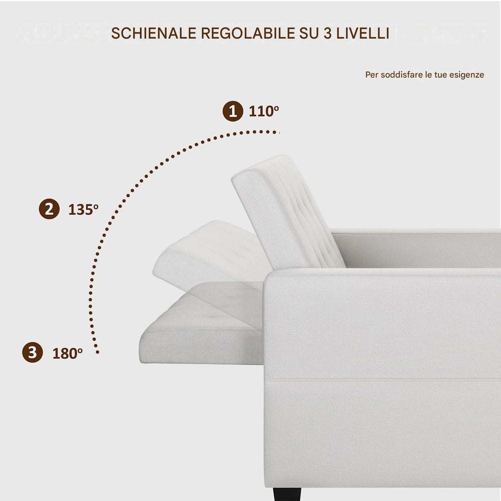 Poltrona Divano Letto Singolo Chaise Lounge Beige Seduta Imbottita Ergonomica