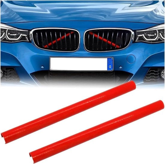 Set di griglie decorative per radiatori - Rosso - Stile sportivo - Set da 2 - Compatibile con BMW F20 F21 F30 F31.