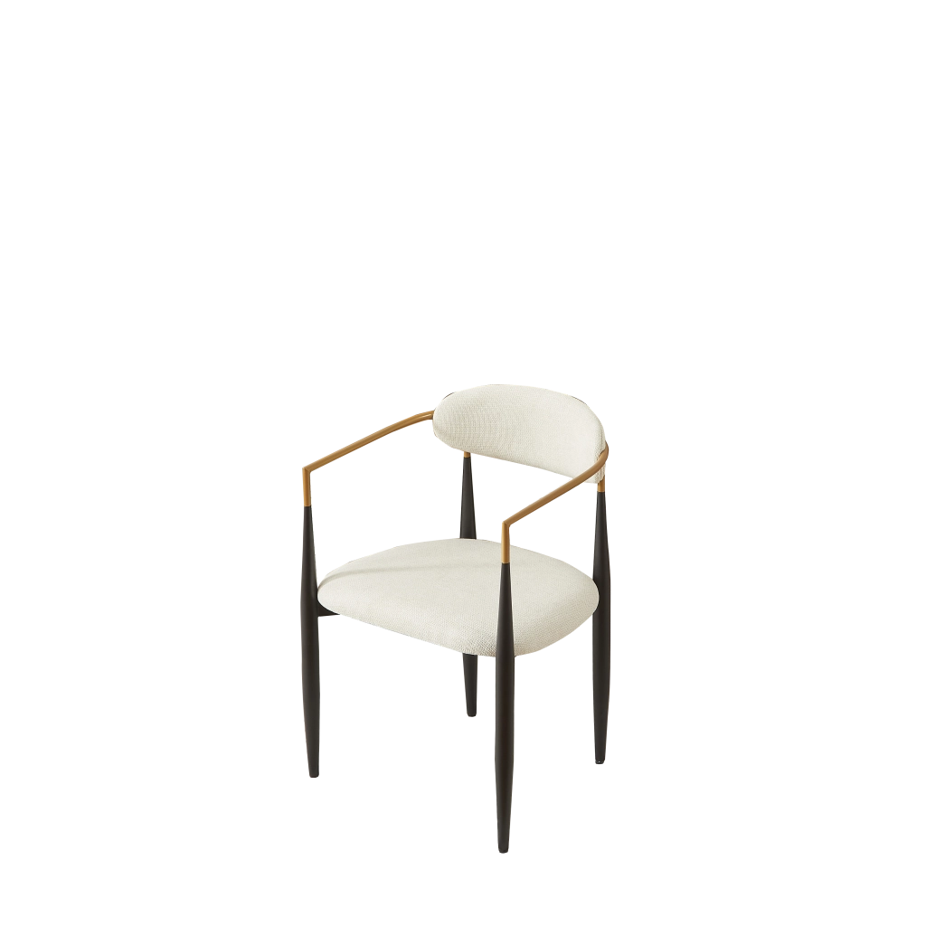 Poltrona con Cuscino Imbottita ¨C Xylo ¨C Beige, Struttura in Metallo Nero e Oro