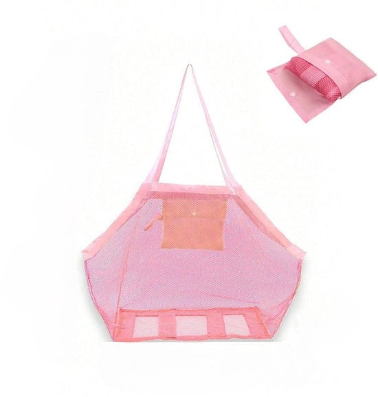 Zaino per sabbia e giochi, grande, borsa pieghevole, sacchetto per conchiglie, sacchetto per sabbia, sacchetto per conchiglie, sacchetto per sabbia, zaino per bagno e accessori da spiaggia - rosa
