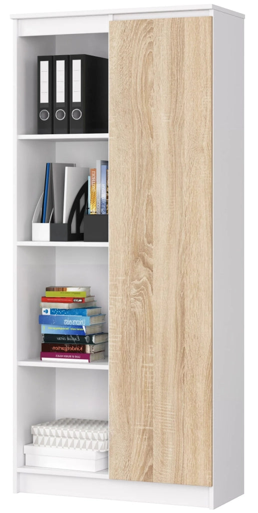 Armadio da ufficio AKORD R80 Bianca 80 cm 1 anta inserto frontale Sonoma Quercia 80x35x180 cm