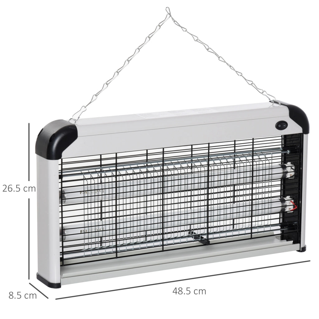 Elettroinsetticida da Esterno e Interno con Lampada Antizanzare UV per 60m2, Zanzariera Elettrica 30W, Nero e argento