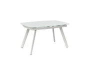 E-STYLO Tavolo allungabile con top in vetro temperato extra white, gambe e struttura in metallo verniciato bianco, 90cm X 140/175/210cm H. 76cm.
