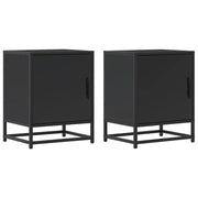 Set di 2 Comodini | Armadio da Notte | Mobiletto da notte Neri 40x31x50 cm Legno Multistrato Metallo