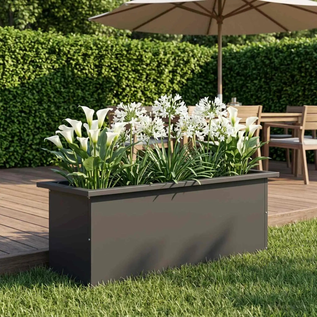 Fioriera da giardino con LED Nero 30 x 80 x 30 cm Acciaio 8008098