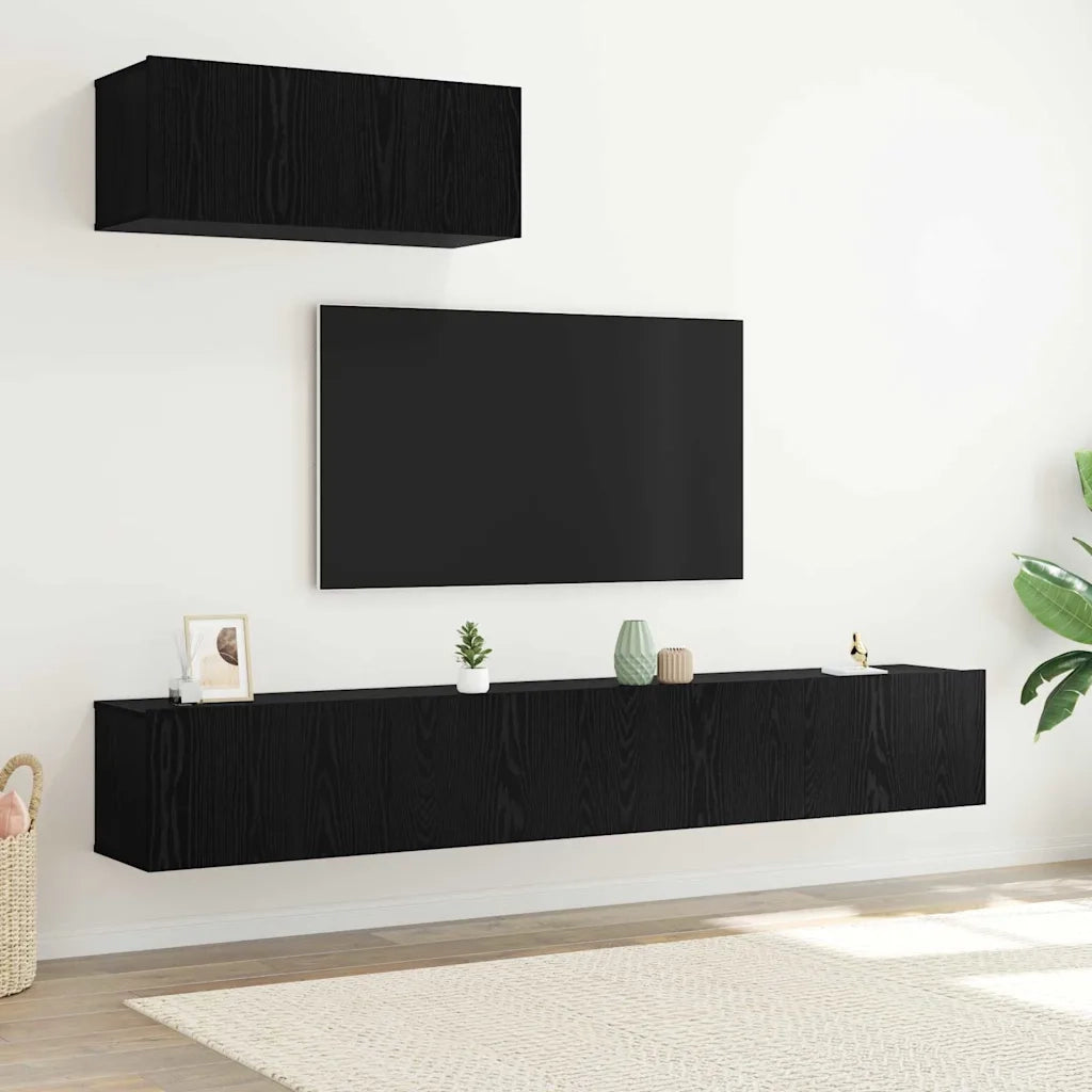 Set mobile TV 3 pcs Rovere Nero Legno ingegnerizzato 3332537