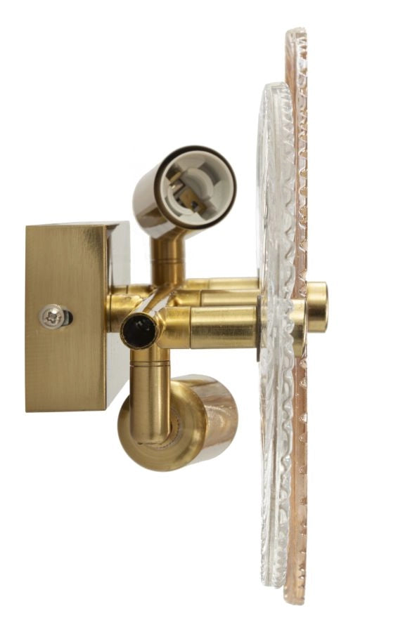 Lampada da Muro Osaka 42x8x20 cm in Ferro e Vetro Oro e Marrone e Trasparente