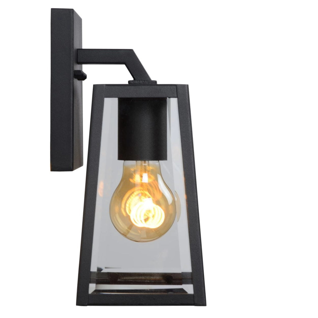 Applique esterna Lucide Matslot E27 60W nera vetro chiaro