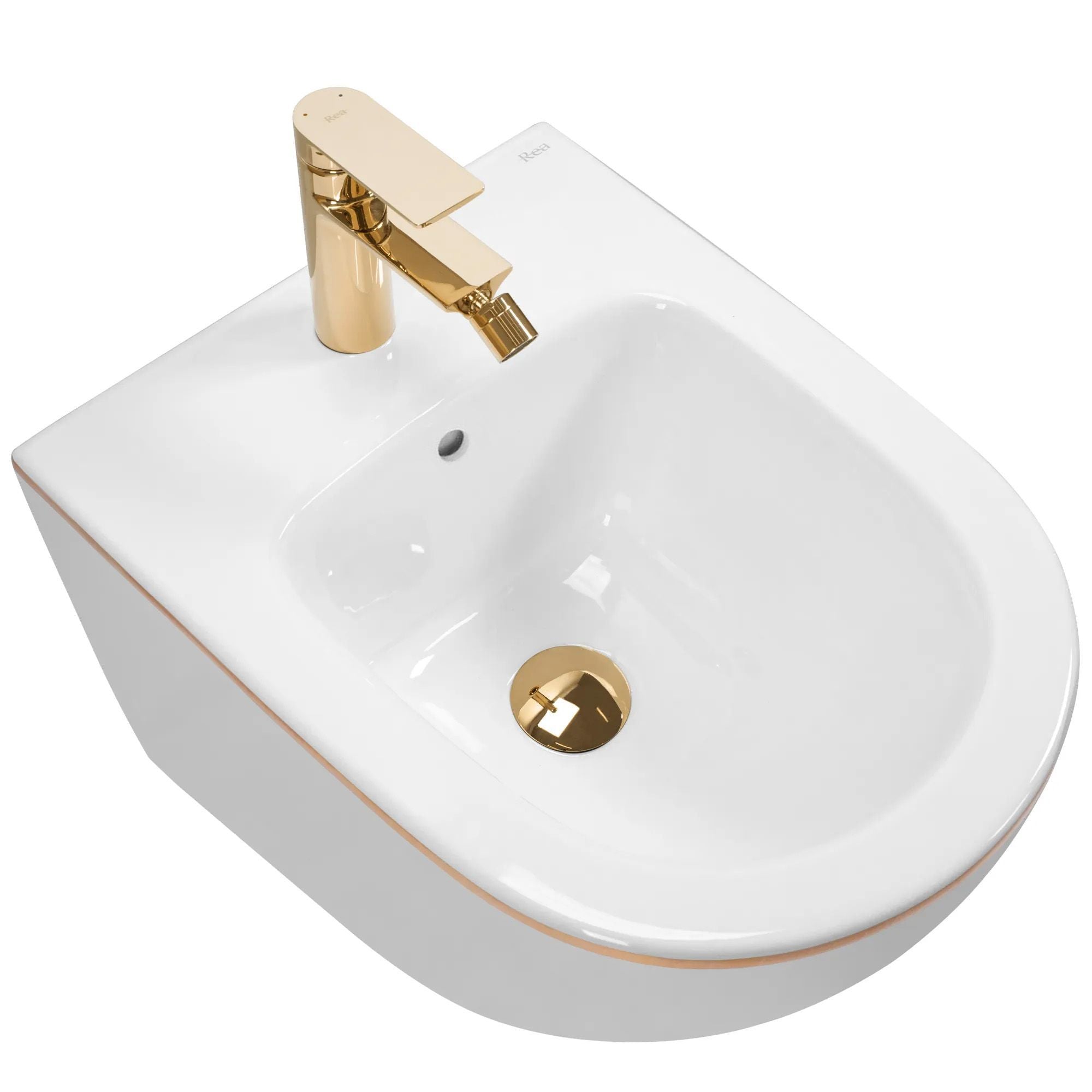 Bidet Sospeso Rea Carlo Mini White Gold Edge